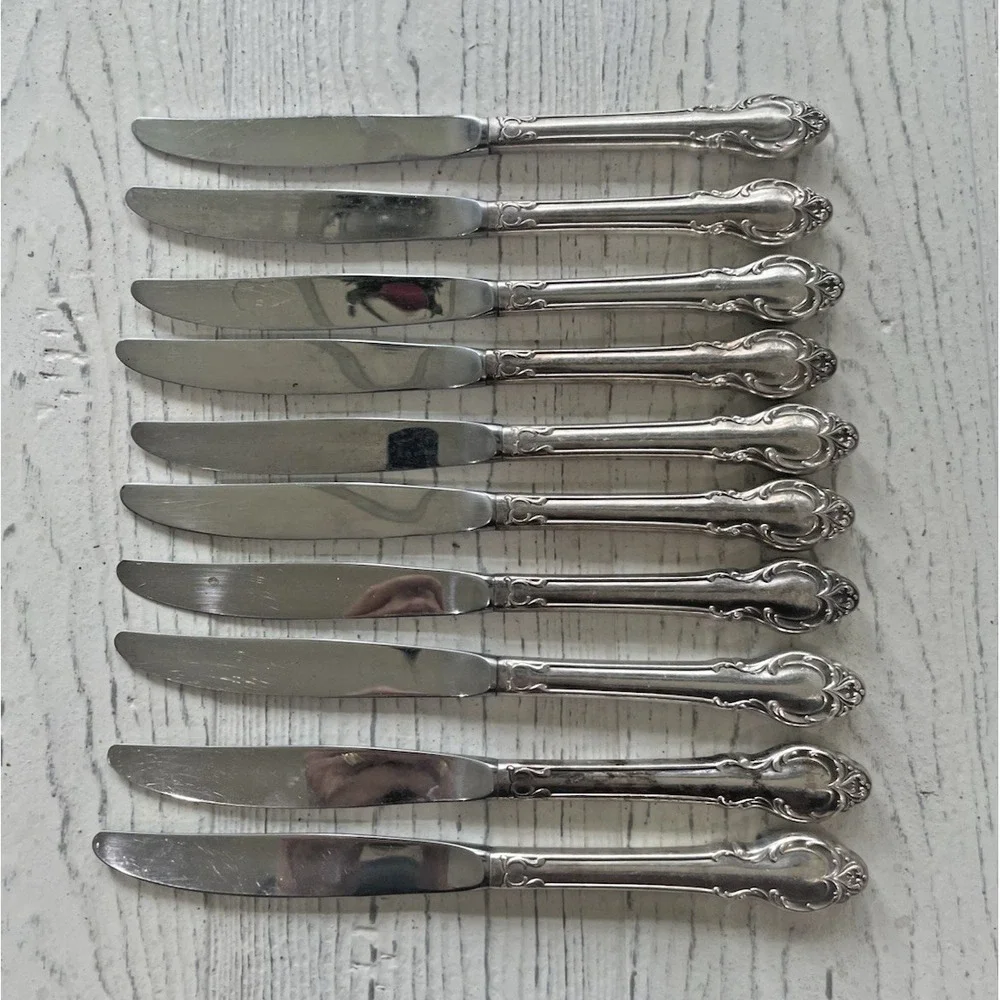Holmes Edwards SILVER FASHION International‎ Silver Plate 10 Dinner Knives 1957